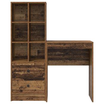Schreibtisch mit Schubladen mit Regal 2 pcs Altholz