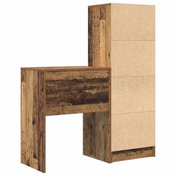 Schreibtisch mit Schubladen mit Regal 2 pcs Altholz