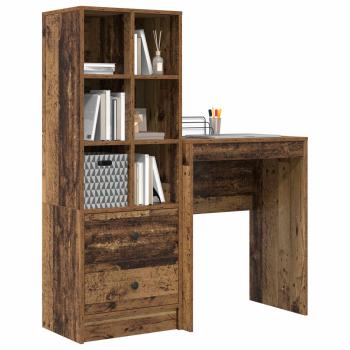 Schreibtisch mit Schubladen mit Regal 2 pcs Altholz