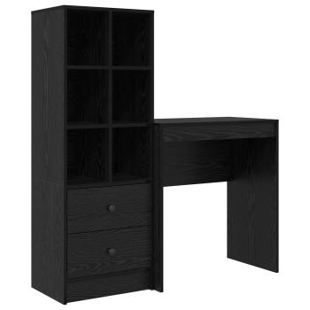 Schreibtisch mit Schubladen 2 pcs Schwarz Eichen-Optik