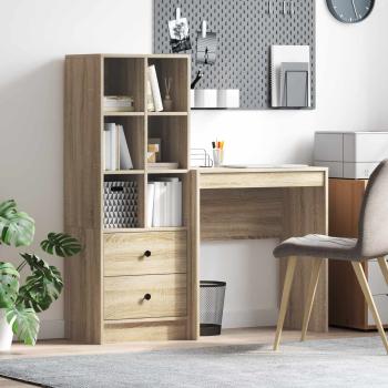 ARDEBO.de - Schreibtisch mit Schubladen mit Regal 2 pcs Sonoma-Eiche