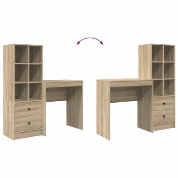 Schreibtisch mit Schubladen mit Regal 2 pcs Sonoma-Eiche