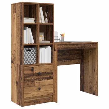 Schreibtisch mit Schubladen mit Regal 2 pcs Altholz