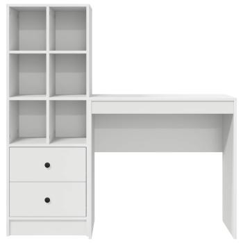 Schreibtisch mit Schubladen mit Regal mit Speicher 2 pcs Weiß