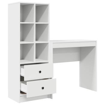 Schreibtisch mit Schubladen mit Regal mit Speicher 2 pcs Weiß