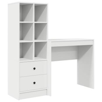 Schreibtisch mit Schubladen mit Regal mit Speicher 2 pcs Weiß