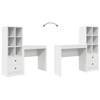 Schreibtisch mit Schubladen mit Regal mit Speicher 2 pcs Weiß
