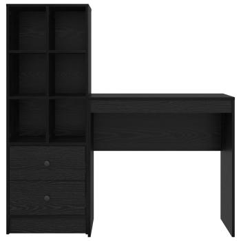 Schreibtisch mit Schubladen 2 pcs Schwarz Eichen-Optik