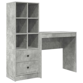 Schreibtisch mit Schubladen mit Regal 2 pcs Beton Grau