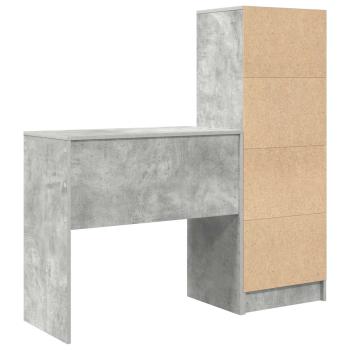 Schreibtisch mit Schubladen mit Regal 2 pcs Beton Grau