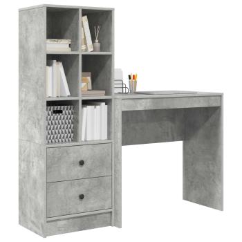 Schreibtisch mit Schubladen mit Regal 2 pcs Beton Grau