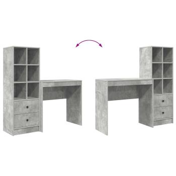 Schreibtisch mit Schubladen mit Regal 2 pcs Beton Grau