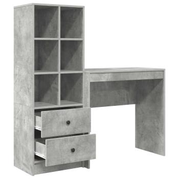 Schreibtisch mit Schubladen mit Regal 2 pcs Beton Grau