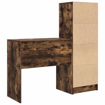 Schreibtisch mit Schubladen mit Regal 2 pcs Geräucherte Eiche
