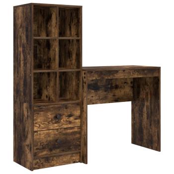Schreibtisch mit Schubladen mit Regal 2 pcs Geräucherte Eiche