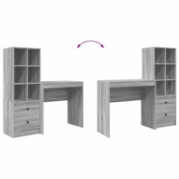 Schreibtisch mit Schubladen mit Regal 2 pcs Graues Sonoma