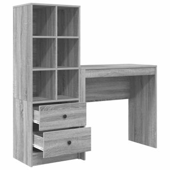 Schreibtisch mit Schubladen mit Regal 2 pcs Graues Sonoma