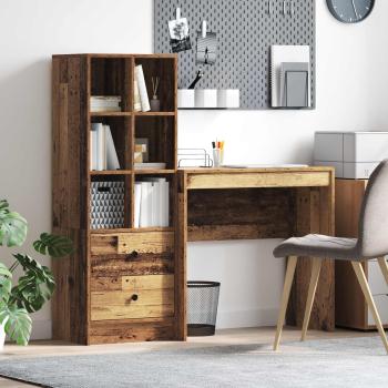 ARDEBO.de - Schreibtisch mit Schubladen mit Regal 2 pcs Altholz