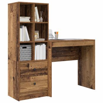 Schreibtisch mit Schubladen mit Regal 2 pcs Altholz
