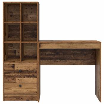 Schreibtisch mit Schubladen mit Regal 2 pcs Altholz