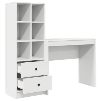 Schreibtisch mit Schubladen mit Regal mit Speicher 2 pcs Weiß