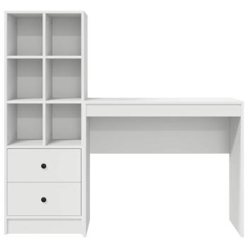 Schreibtisch mit Schubladen mit Regal mit Speicher 2 pcs Weiß