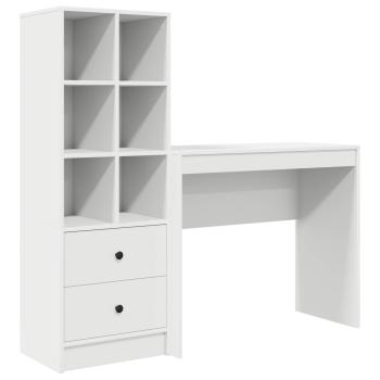 Schreibtisch mit Schubladen mit Regal mit Speicher 2 pcs Weiß