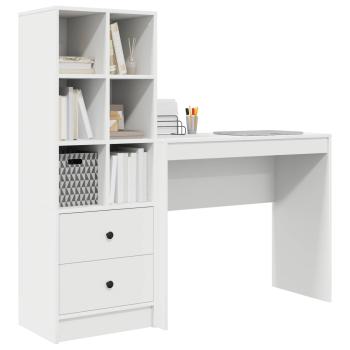 Schreibtisch mit Schubladen mit Regal mit Speicher 2 pcs Weiß