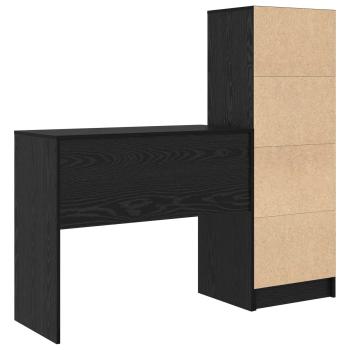 Schreibtisch mit Schubladen 2 pcs Schwarz Eichen-Optik