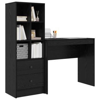 Schreibtisch mit Schubladen 2 pcs Schwarz Eichen-Optik