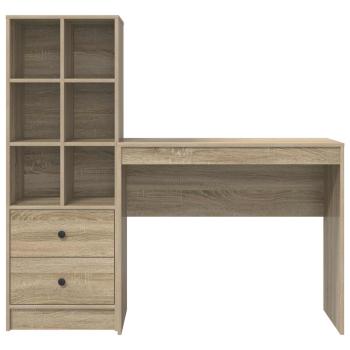 Schreibtisch mit Schubladen mit Regal 2 pcs Sonoma-Eiche