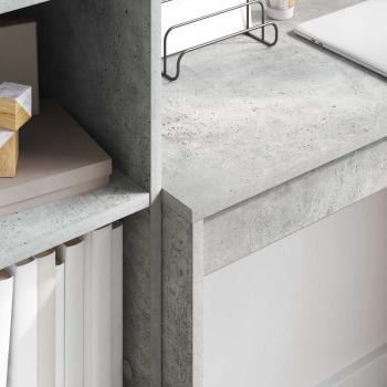 Schreibtisch mit Schubladen mit Regal 2 pcs Beton Grau