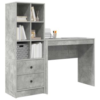 Schreibtisch mit Schubladen mit Regal 2 pcs Beton Grau