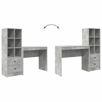 Schreibtisch mit Schubladen mit Regal 2 pcs Beton Grau
