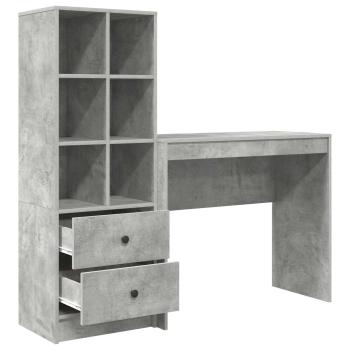Schreibtisch mit Schubladen mit Regal 2 pcs Beton Grau