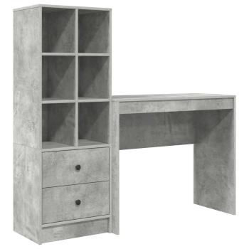 Schreibtisch mit Schubladen mit Regal 2 pcs Beton Grau