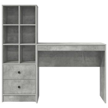 Schreibtisch mit Schubladen mit Regal 2 pcs Beton Grau