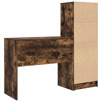 Schreibtisch mit Schubladen mit Regal 2 pcs Geräucherte Eiche
