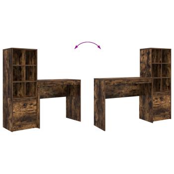 Schreibtisch mit Schubladen mit Regal 2 pcs Geräucherte Eiche