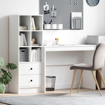 ARDEBO.de - Schreibtisch mit Schubladen mit Regal mit Speicher 2 pcs Weiß