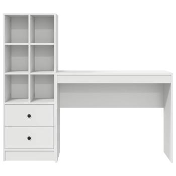 Schreibtisch mit Schubladen mit Regal mit Speicher 2 pcs Weiß