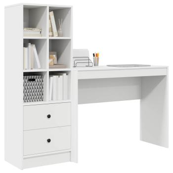 Schreibtisch mit Schubladen mit Regal mit Speicher 2 pcs Weiß