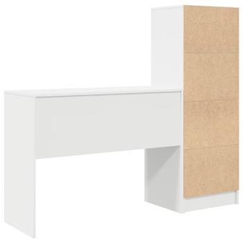 Schreibtisch mit Schubladen mit Regal mit Speicher 2 pcs Weiß