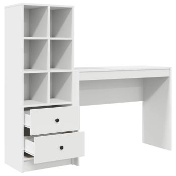 Schreibtisch mit Schubladen mit Regal mit Speicher 2 pcs Weiß