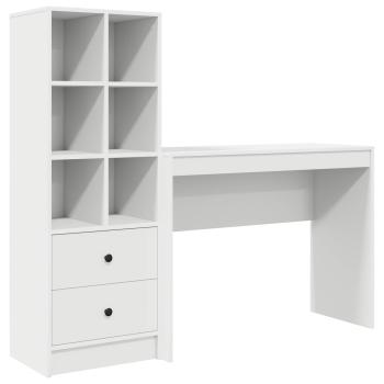 Schreibtisch mit Schubladen mit Regal mit Speicher 2 pcs Weiß