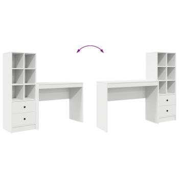 Schreibtisch mit Schubladen mit Regal mit Speicher 2 pcs Weiß