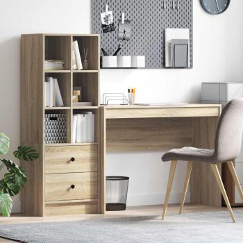 ARDEBO.de - Schreibtisch mit Schubladen mit Regal 2 pcs Sonoma-Eiche