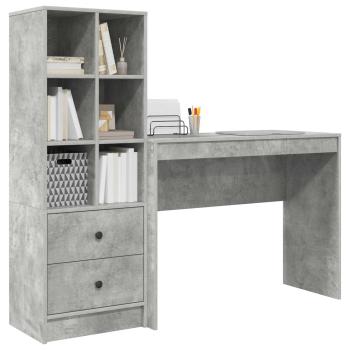 Schreibtisch mit Schubladen mit Regal 2 pcs Beton Grau