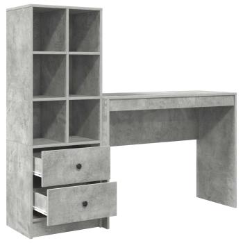 Schreibtisch mit Schubladen mit Regal 2 pcs Beton Grau