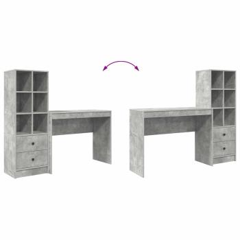Schreibtisch mit Schubladen mit Regal 2 pcs Beton Grau